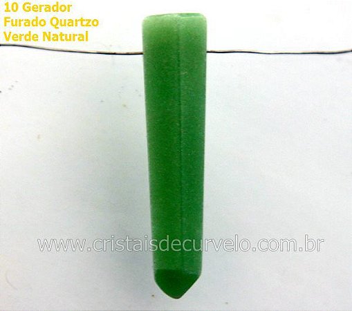 10 Mini Pontinha Quartzo Verde Furado Para Pingente de Colar Furo Vazado Lateral 25 a 35mm Atacado