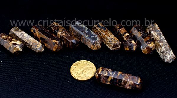 10 Bi Terminado BRONZITA  Pedra Extra Lapidado Bi Ponta Tamanho 2.5  Cm