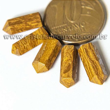05 Micro Pontinha Jaspe Amarelo 15mm pra montar joias