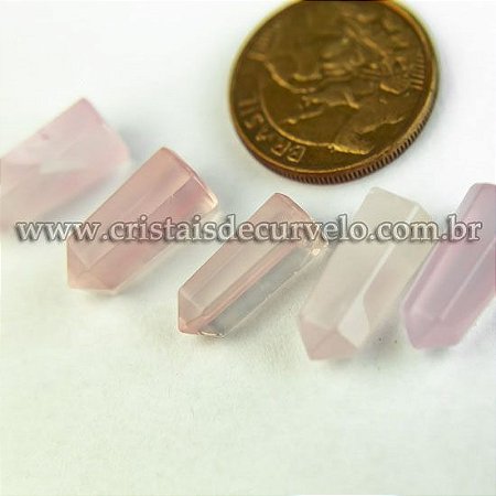 05 Micro Pontinha Quartzo Rosa Pedra Natural 15mm Para Montagem de Joias Atacado