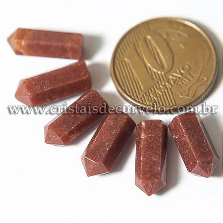 05 Micro Pontinha Quartzo Vermelho 15mm pra montar joias