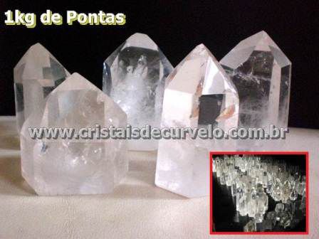 01 kg Cristal Ponta Lapidado MEDIO 200 a 350 GR ATACADO