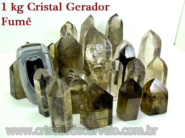 01 kg Fumê Cristal Gerador Pontas Lapidado COMUM  Pedras de Garimpo ATACADO