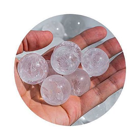 03 Mini Esfera Pedra Cristal Natural 25 a 30 mm Tipo B ATACADO