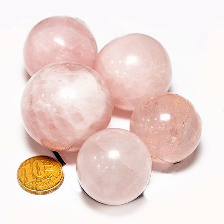 03 Bola Esfera Cristal Quartzo Rosa Atacado 18 a 25mm Tipo B