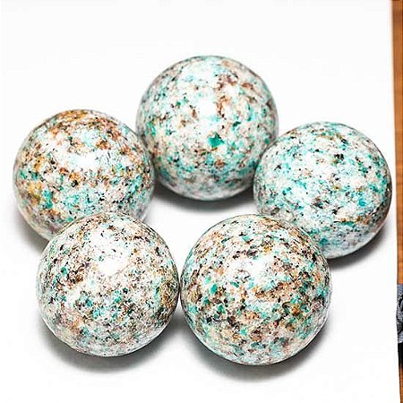 05 Mini Bola Amazonita Paraiba Esfera 20 a 30mm ATACADO REFF 111716