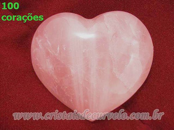 Lembrança de Casamento 100 Corações Quartzo Rosa Tamanho 5 cm ATACADO