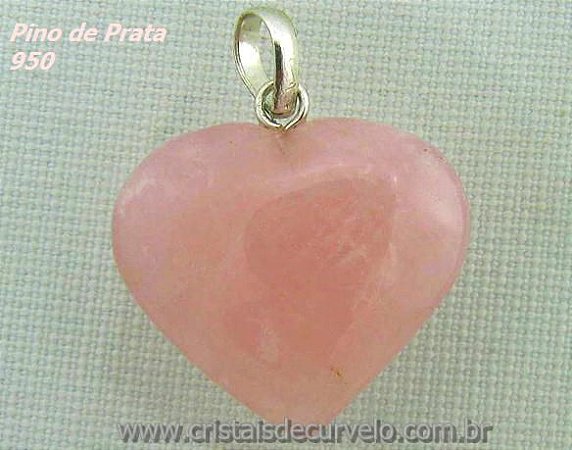 Lembrança Casamento 50 Corações Pingente Pedra Quartzo Rosa  Montagem PRATA 950 ATACADO