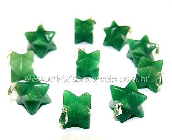 50 Merkaba Pingente Quartzo Verde Atacado Pino Prateado Reff PM4184