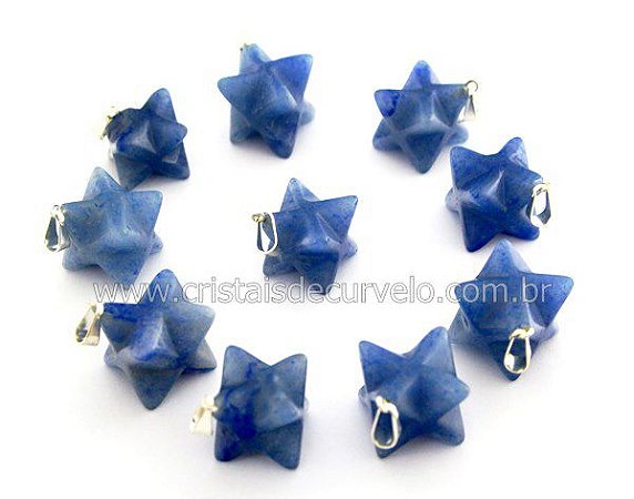 50 Merkaba Pingente Quartzo Azul Atacado Pino Prateado Reff PM8247