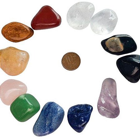 50 Kits Chakras 12 Pedras Lapidação Vibrada Kit Atacado Pedras Pequenas