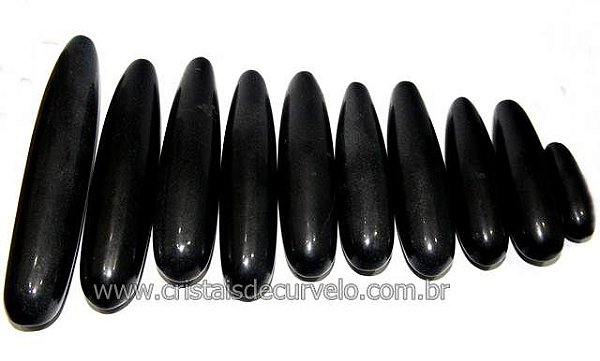 5 Massageador Roliço Quartzo Preto 8 a 12cm Atacado Cod 101594
