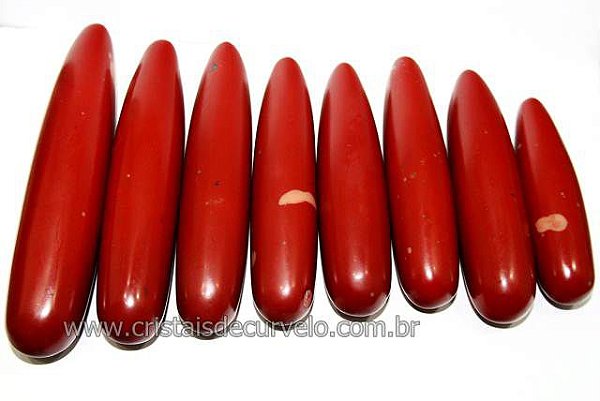5 Massageador Roliço Jaspe Vermelho 8 a 12cm Atacado Cod 101596