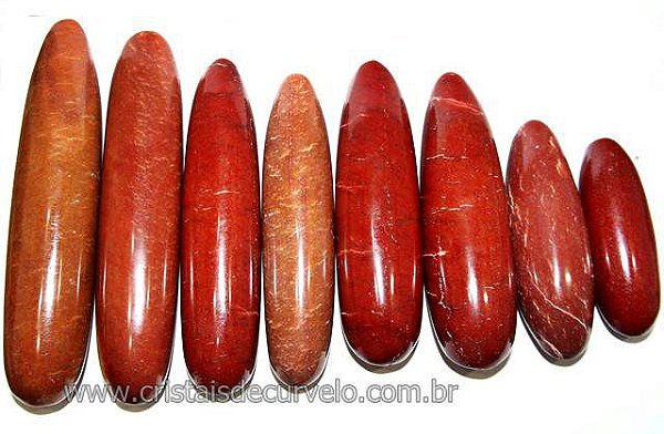 20 Massageador Roliço Quartzo Vermelho 8 a 12cm Atacado