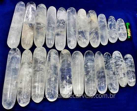 20 Massageador Roliço Quartzo Cristal 8 a 12cm Atacado Cod 275838