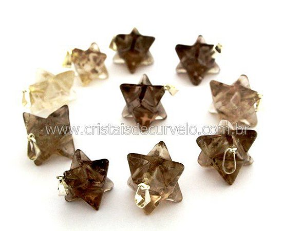 100 Merkaba Pingente Quartzo Fume Atacado Pino Prateado PM9139