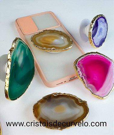 10 Pop Socket Agata MISTA Natural Suporte P/ Celular ATACADO Reff 125283