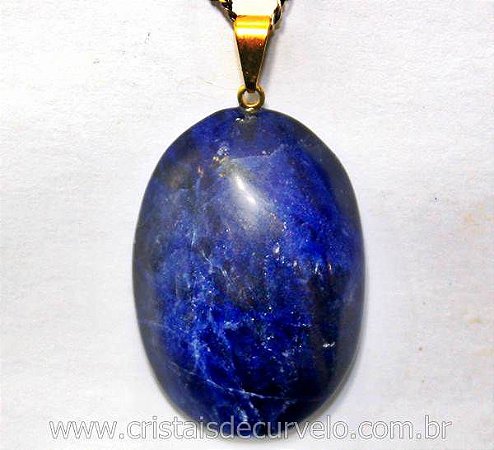 10 Pingente Cabochão Pedra Sodalita Azul Montado Pino Dourado Atacado