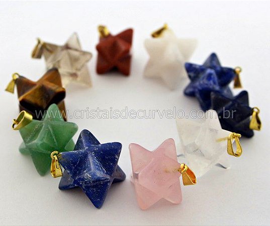 10 Pingente Merkabah Misto Sortido Pino Dourado Atacado