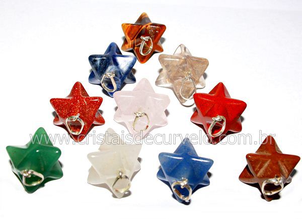 10 Merkaba Pingente Pedras Misto Montagem Pino e Presilha Prata 950 ATACADO