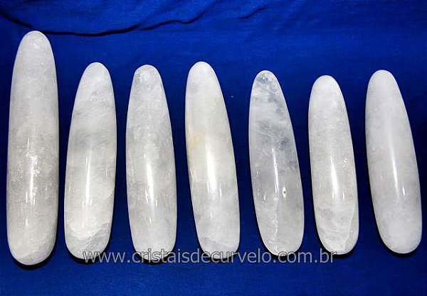10 Massageador Roliço Quartzo Leitoso 8 a 12cm Atacado