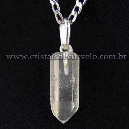 05 Pingente Micro Lemuria 15mm Pontinha Cristal Prata 950
