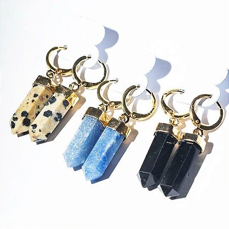 03 Brinco Argola Micro Pontinha Pedras Mista Dourada ATACADO