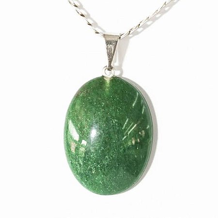 03 Pingente Cabochão Oval Signo Capricórnio Quartzo Verde Prateado