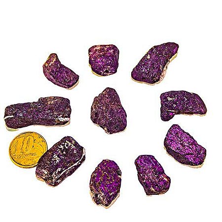 10 Purpurita Pedra Bruta Natural Furada Pronto para Montagem