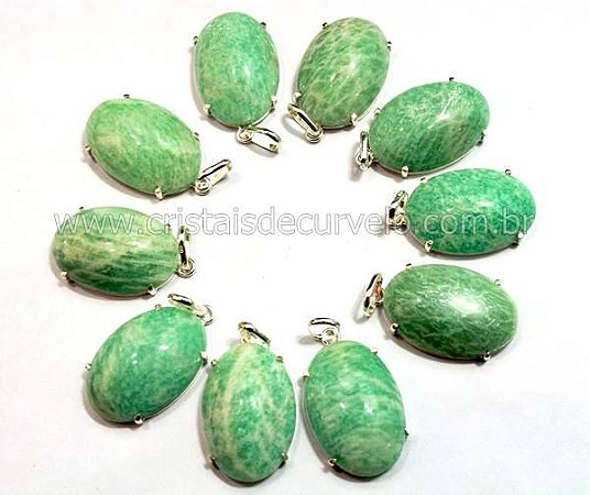 05 Pingente Cabochão Amazonita Prata 950 Garra REFF CP6487