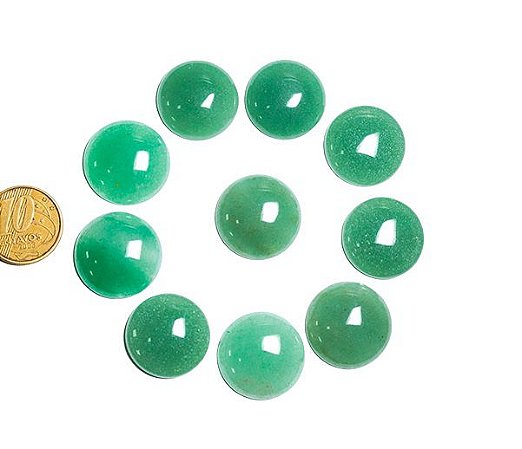 10 Disco Cabochão Pedra Quartzo Verde 22mm natural Pra Pingente