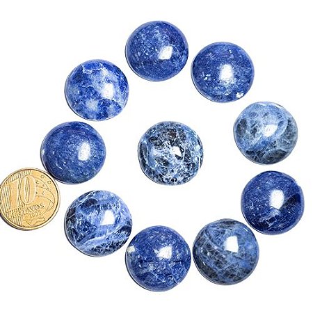 10 Disco Cabochão Pedra Sodalita Azul 22mm natural Pra Pingente