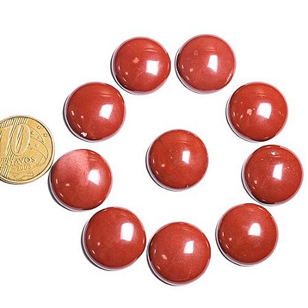 10 Disco Cabochão Pedra Jaspe Vermelho 22mm natural Pra Pingente