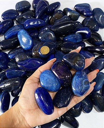 1kg Ágata Azul Pedra Rolada G  Extra 45 mm