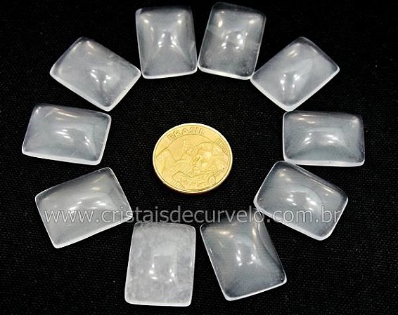 10 Retangulo Cabochao pra Pingente Pedra Cristal Opalado Furado Lapidado Calibrado 15 x 20 MM
