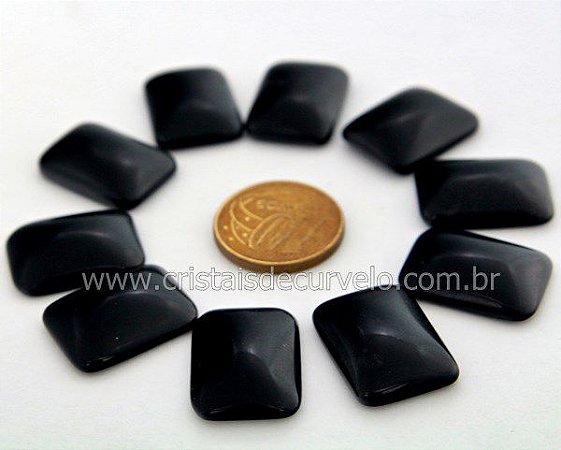 10 Retangulo Cabochao pra Pingente Pedra Obsidiana Negra Furado Lapidado Calibrado 15 x 20 MM