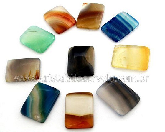 10 Retangulo Cabochao Pra Pingente Agata Mista Furado Calibrado 15x20MM RS6309