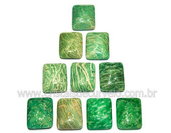 10 Retangulo Cabochao pra Pingente Pedra Amazonita Verde Furado Calibrado 15 x 20 MM