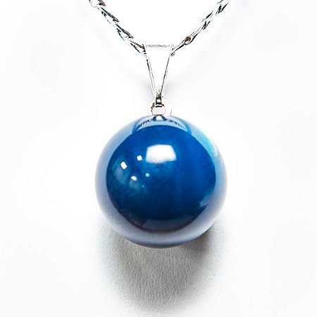 50 Pingente Bolinha Pedra Agata Azul Pino Prateado ATACADO