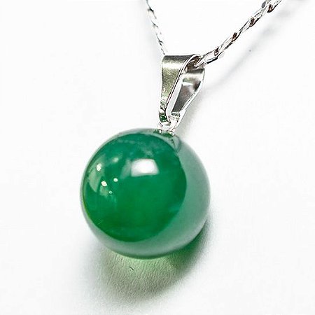 05 Pingente Bolinha Pedra Agata Verde Pino Prateado ATACADO