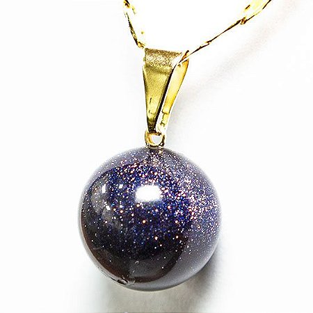03 Pingente Bolinha Pedra Estrela Azul Pino Dourada ATACADO