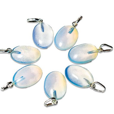 05 Pingente Cabochão Oval 20mm Pedra da Lua Prata 950 ATACADO