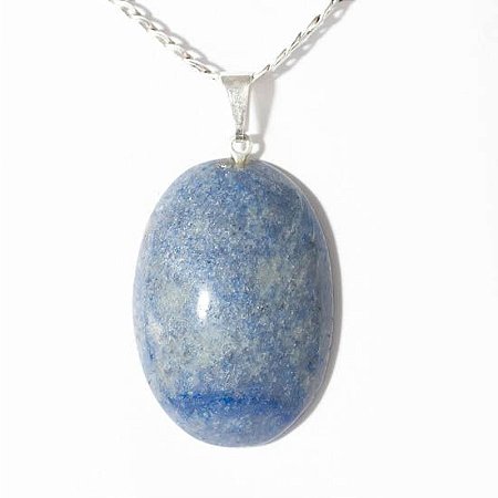 10 Pingente Cabochão QUARTZO AZUL Pedra Natural Pino Banho Prata ATACADO