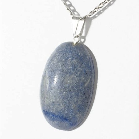 05 Pingente Cabochão QUARTZO AZUL Pedra Natural Pino Banho Prata ATACADO