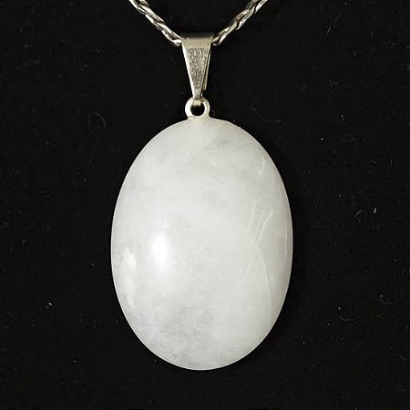 03 Pingente Cabochão QUARTZO LEITOSO Pedra Natural Pino Banho Prata ATACADO