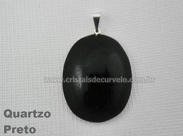 50 Pingente Cabochão Quartzo Preto Pedra Natural Castoação Pino Banho Prata Atacado