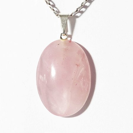 05 Pingente Cabochão QUARTZO ROSA Pedra Natural Pino Banho Prata ATACADO