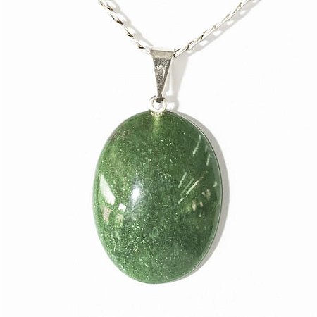 05 Pingente Cabochão QUARTZO VERDE Pedra Natural Pino Banhado Prata ATACADO