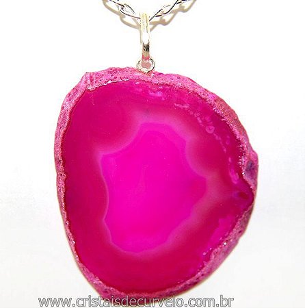 03 Pingente Chapa de Ágata Rosa Pino Prata 950 ATACADO