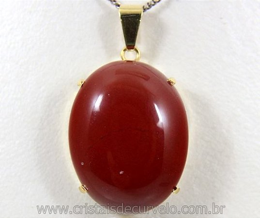 10 Pingente Extra Cabochao Pedra Jaspe Vermelho Montagem Garra Dourado ATACADO